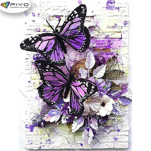 Butterfly DIY 5D Diamond Painting Full Drill with Number Kits Home and Kitchen Fashion Canvas Pictures Wall Decoration Gifts Arts and Crafts for Adul