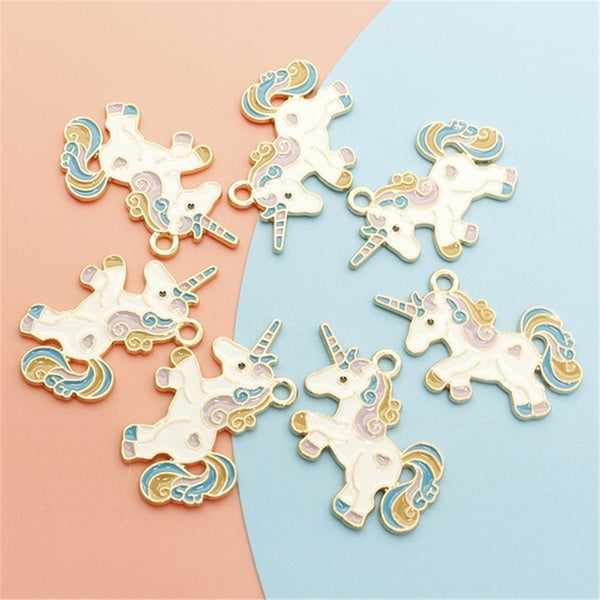 10pcs Color Lovely Unicorn Charms Animal Enamel Pendant Fit Necklace Jewelry Making Handcrafted Accessories
