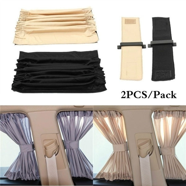 2PCS - Pack 50S - 50L Auto Valance Uv Sunshade Sunsdrape Visor Car Window Curtain (3 couleurs)