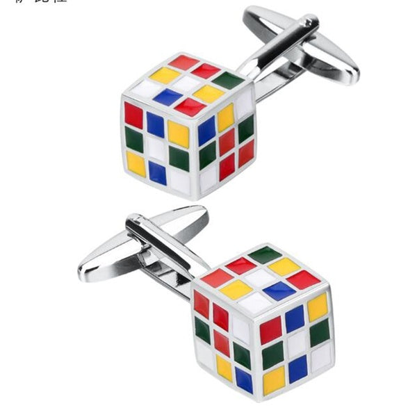 Novelty Magic Cube Cuff Links Copper Cufflinks Buttons Jewelry Accessory for Mens Clothing French Suit Shirt
