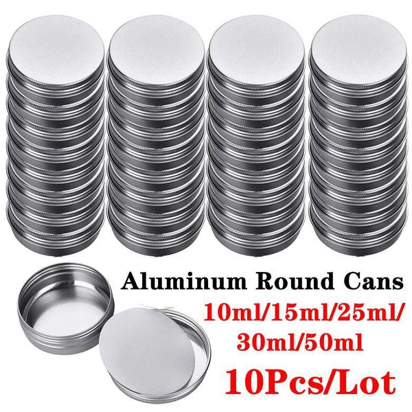 10Pcs-Lot Aluminium Cosmetic Jar Cream Pot with Screw Lid Tin Container Bottle Candle Can Empty Box