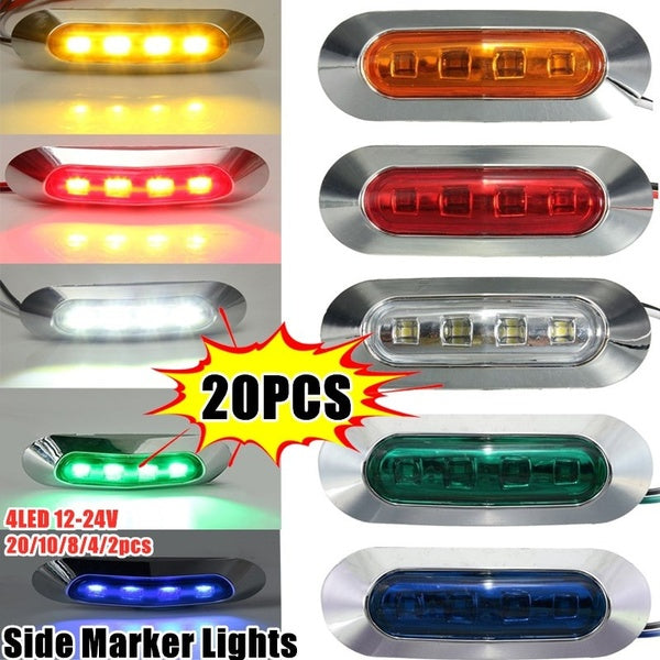 20-10-8-4-2PCS 4LED 12-24V Side Marker Lights Lamp Indicator Light for Cars Trailer Trucks Boat Bus Caravan Side Clearance Marker Light Warning Lamp