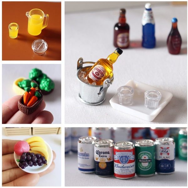 1:12 Dollhouse Mini Ice Cube-Canned Beer-Juice Jug-Honey-Cups 1:12 Miniatures Scene Kids Toy