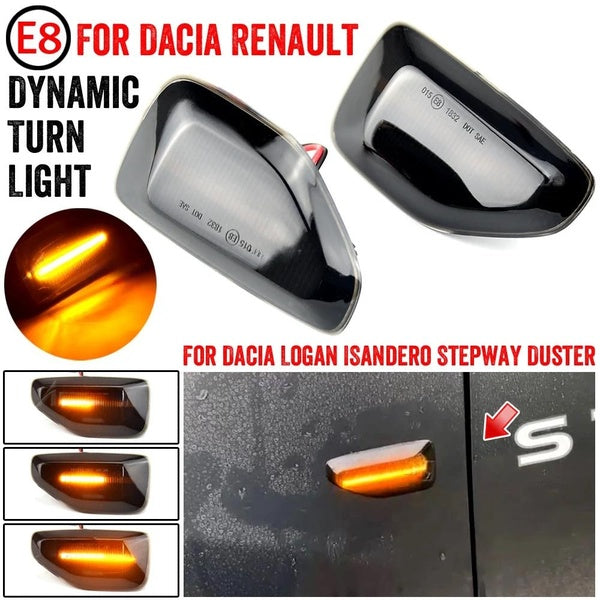 2pcs LED Dynamic Turn Signal Light for Dacia Logan 2 Sandero 2 Duster 2 for Renault Stepway Car Side Marker Blinker Lamps