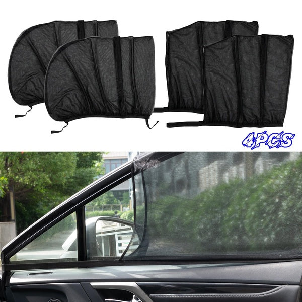 4X Set Car Sunshade Front Rear Side Window Sun Shade Visor Mesh Covers Universal Anti Mosquito UV Protection Sunshades Curtains