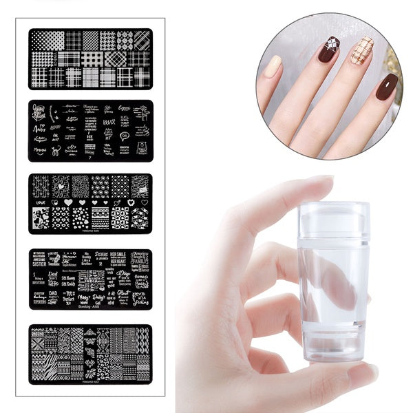 Silicone Double-end Transparent Nail Art Stamper and Nail Stamping Plates Set
