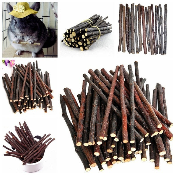50-100-200g Natural Wooden Apple Chew Sticks Small Animal Pet Supplies rabbit hamster mice rat snacks []