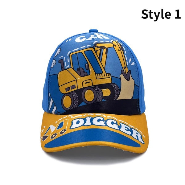 new 2-8 Years Children Hat Cartoon Engineering vehicle excavator Baseball cap Kids cotton snapback Fashion hat Hip Hop Boys Girls
