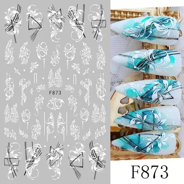 1PC 3D Nail Stickers Black Heart Love Self-Adhesive Slider Letters Nail Art Decorations Stars Decals Manicure Accessories