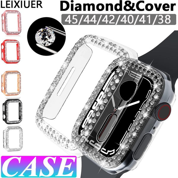 LEIXIUER Bling Bumper Case For Apple watch 9 8 7 6 SE 41mm 45mm 44mm 40mm Diamond Accessories Protector Cover for iWatch series 5 2 3 4 1 42mm 38mm（w Matron Inn