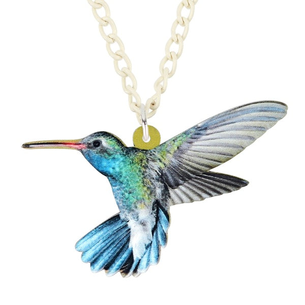 Acrylique Colibri Oiseau Collier Pendentif Chaîne Collier Unique Animal Bijoux Pour Femmes Filles Adolescents Charmes Cadeau Accessoires