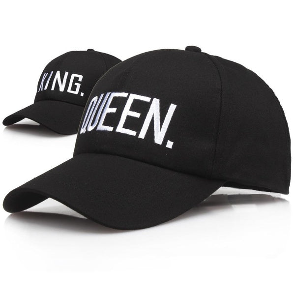 Fashion Women Men Lover King Queen Embroidery Cotton Baseball Hat Adjustable Black Hip Hop Hats Peaked Cap