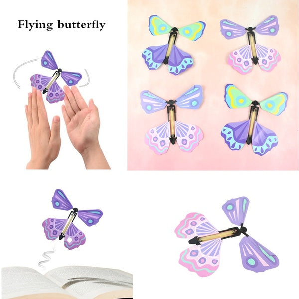Flying Butterfly Decompression Artifact Surprise Creativity Funny Magic Props Funny Paper Butterfly Magic Toy Color Random