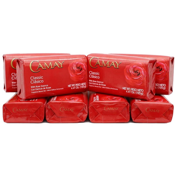 Camay Classic Bar Soap, Rose Essence, 8-Pack of 4.41 Oz Each Soap, 8 Bar Soaps.