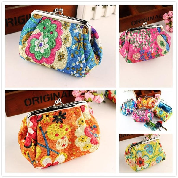 Portefeuille Art Zero en tissu brodé de grande capacité pour femmes, petit sac de maquillage, sac buccal doré, sac matériel pour clés