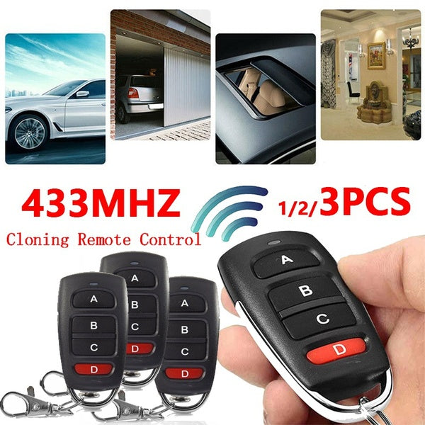 For Home Electric Garage Door Gate Remote Clone 433MHZ Key Fob Cloner Universal Universal Wireless Smart Copy Remote Controller 1-3Pcs Key Fob Duplic
