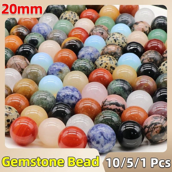 Sphères de cristal de pierres précieuses de 20 mm, quartz de guérison naturelle, améthyste, perles rondes assorties, pierre d'art, décoration de sall