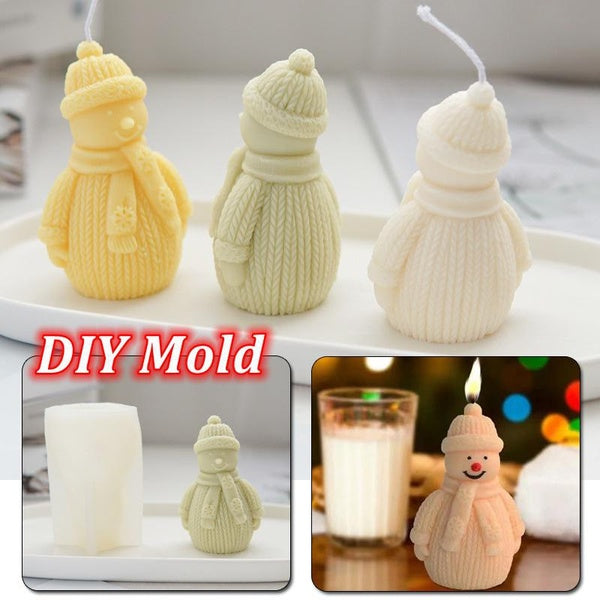DIY Sweater Snowman Candl Mold Durable Silicone Mould for Candl Resin Epoxy Handmade Christmas Home Decorations Craft Making Tools(Only Mold)