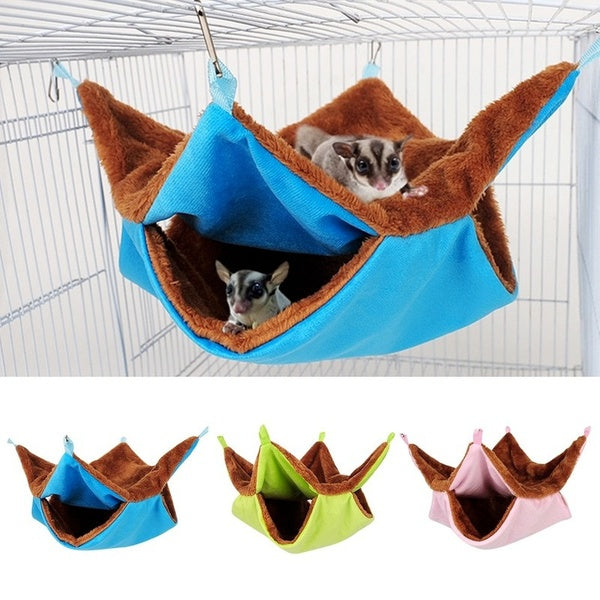 Double Layer Hamster Hammock Plush Warm Bed Rat Hammock For Hamster Nest Sleeping Bag Hanging Tree Beds Guinea Pig Hamster Cage