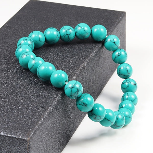 Bracelet perlé en pierre naturelle Fashiom 8mm rouge bleu Turquoise Bracelets et bracelets pour femmes hommes charme Yoga Bracelet bijoux