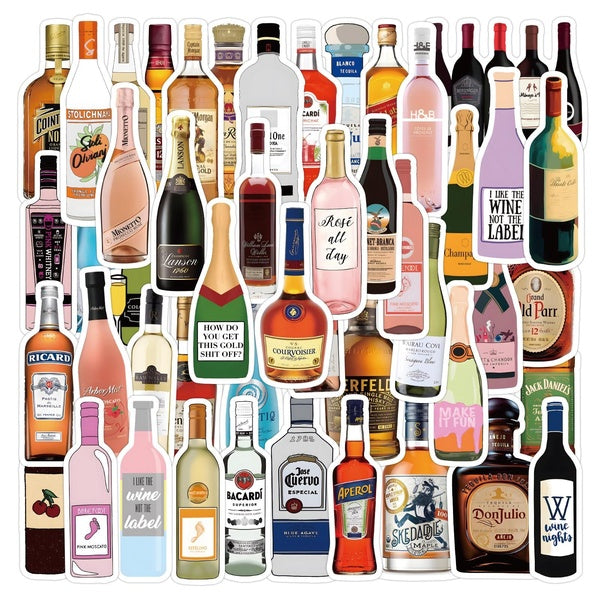10-60pcs Champagne Beer Stickers Graffiti Stickers for DIY Luggage Laptop Skateboard Motorcycle Bicycle Stickers