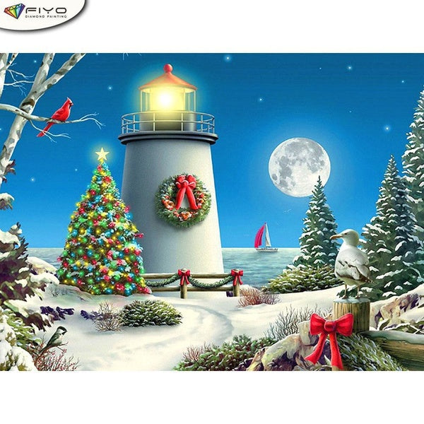 Lighthouse DIY 5D Diamond Painting Full Drill with Number Kits Home and Kitchen Fashion Cross Stitch Embroidery Paintings Canvas Pictures Wall Decora