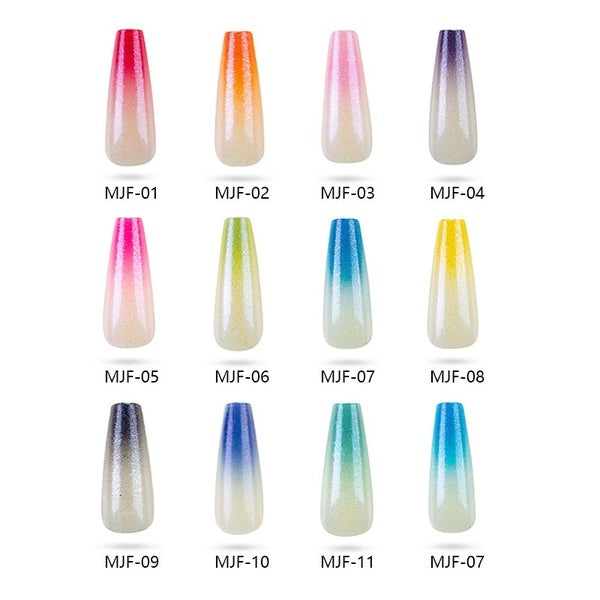 11 Jump Colors Full Cover Fake Nails Ballerina Coffin Glossy False Nails Gradient Glitter Ultra Long Press on Nails for DIY Manicure Nails Art Salon