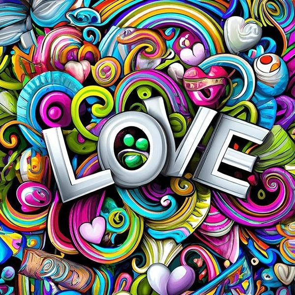 FIYO DIY 5D Colorful love Diamond Painting Full Drill with Number Kits Home and Kitchen Fashion Mosaic Diamond Painting Canvas Wall Decoration Gift C