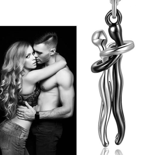 Couple étreignant pendentif collier amoureux ensemble pour toujours métal placage amour Style collier charme bijoux cadeau pour femme filles maman