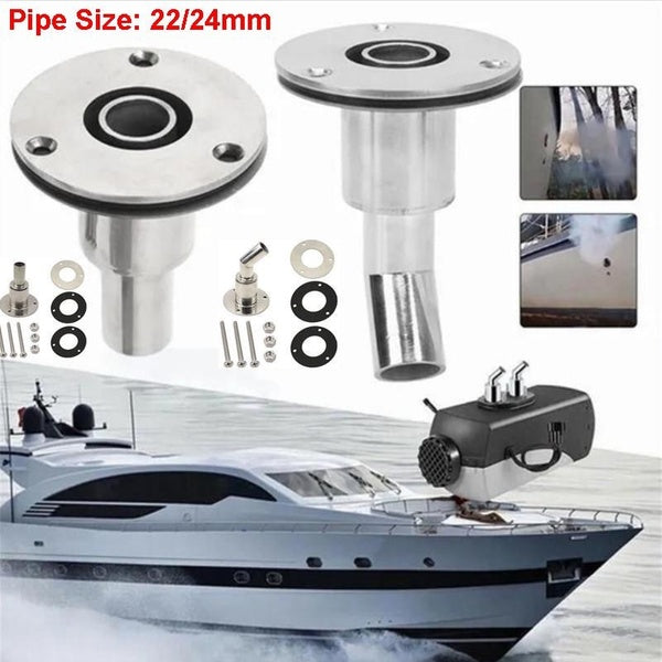 24 mm-22 mm en acier inoxydable droit-coude à travers la coque d'échappement raccord de tube de tuyau de prise de matériel pièces de chauffage à air