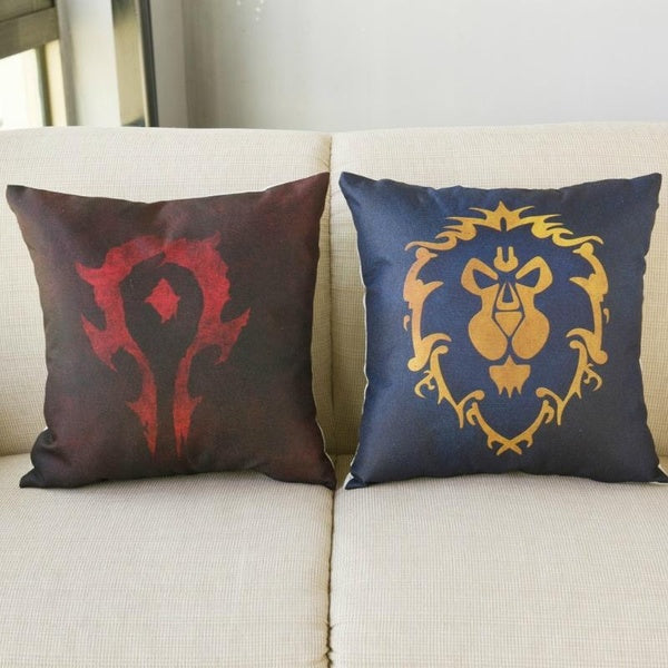 World of Warcraft The Horde and The Alliance Linen Pillowcase Cushion Cover(Without Pillow)