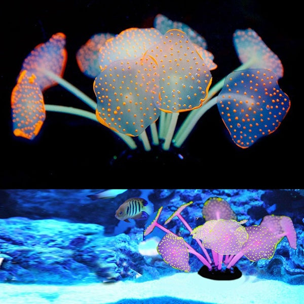 11 Leaves Silicone Glowing Artificial Fish Tank Aquarium Coral Plants Underwater Ornament Fish Tank Aquarium Decor Accessories
