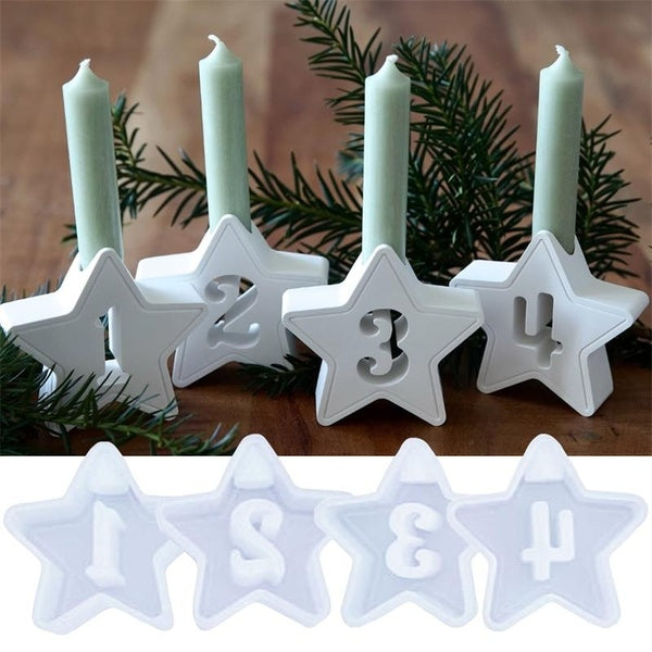 Star Advent Numbers Holders Silicone Casting Molds