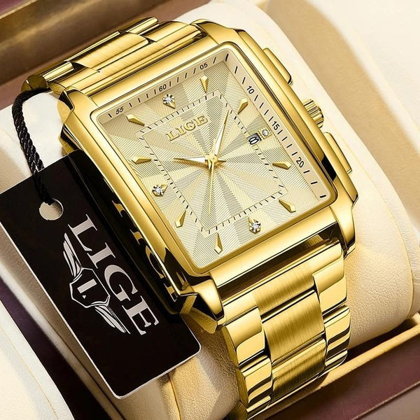 LIGE montre-bracelet homme de luxe étanche chronographe lumineux montre pour hommes acier inoxydable montres à Quartz pour hommes Reloj Hombre