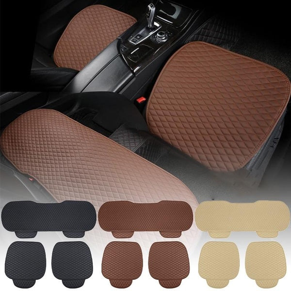 1pc-2pcs-3pcs Car Universal Seat Cushion With Storage Pockets, Non-Slip Leather Car Seat Cover Without Backrest, Comfortable Rubber Bottom Car Seat