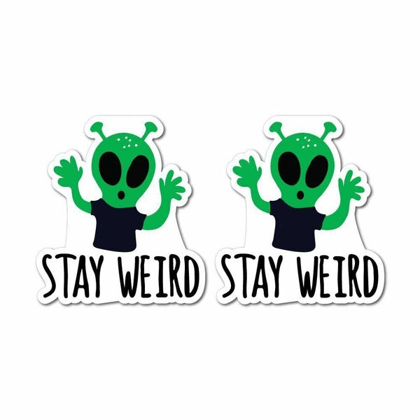 2X Stay Weird Sticker Decal Alien Area 51 Space Storm Funny Ufo
