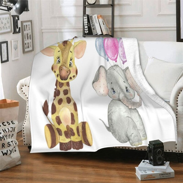 Newest Fashion Cute Giraffe Elephant Series 3d Printed Blanket,Rectangle Blanket Flannel Blanket,Flannel Wearable Blanket,Throw Blanket for Sofa, Bed