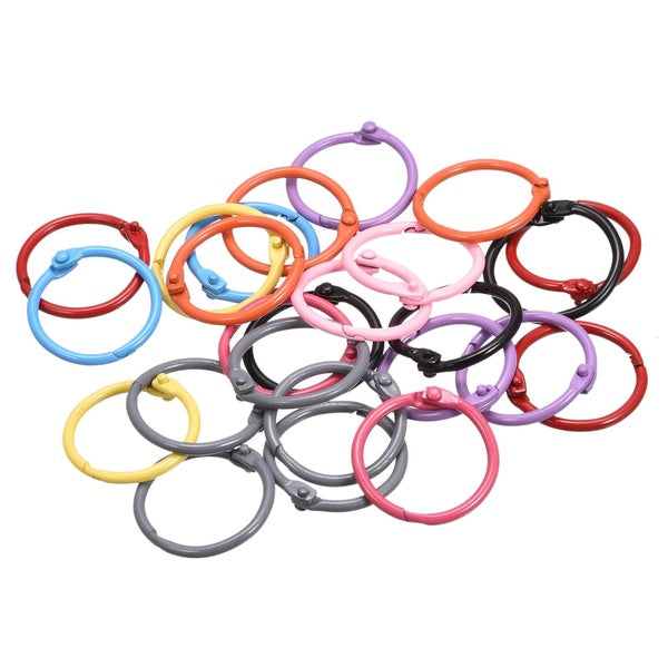 Loose-Leaf Binder Rings, 30mm- 1.18" Metal Book Ring Key Holder for Home, Office Supplies, Assorted Colors, 25Pack
