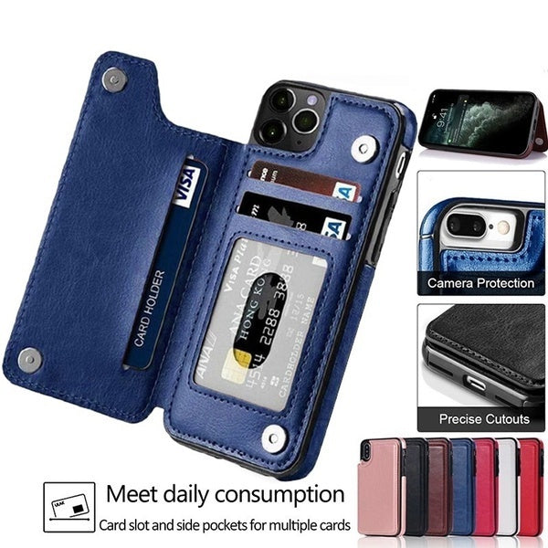 Étui portefeuille en cuir magnétique d'affaires de haute qualité avec fente pour carte, housse à rabat antichoc pour iPhone 15 14 13 Pro Max 13mini 1