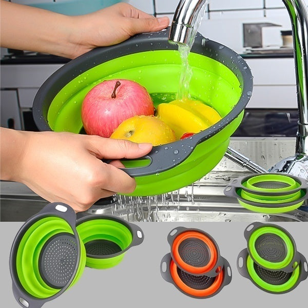 Foldable Strainer Fruit Vegetable Washing Basket Colander Dish Drainer Silicon Colander Collapsible Drainer Kitchen Storage Tool