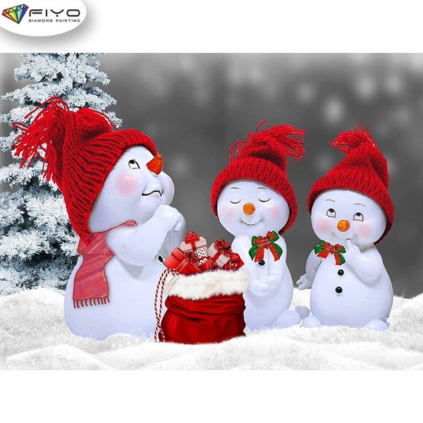 FIYO Christmas Snowman Diamond Painting Kits For Adults DIY 5D Diamond Mosaic Diamond Painting Home and Kitchen Fashion Canvas Pictures Wall Decorati