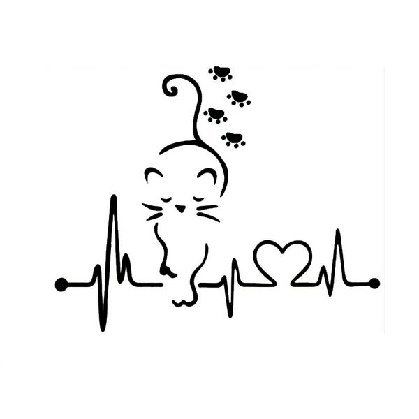 16cm*13.5cm Car Styling Lovely Cats Heartbeat Car Window Decoration Decals Fashion Cartoon Stickers Auto Accessories
