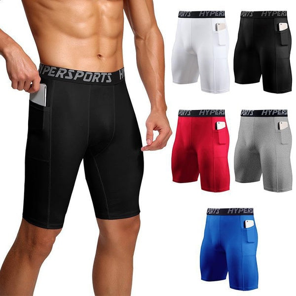 Mode d'été hommes avec poche Shorts de Compression course à pied entraînement Fitness Shorts respirant actif entraînement sous-vêtements hommes Short