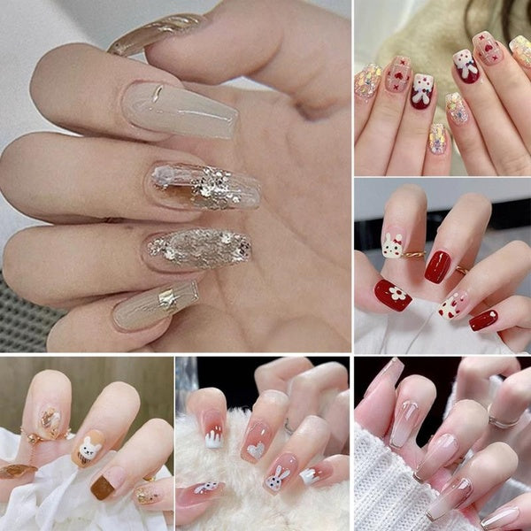 24 Pieces of Fake Nail Tips, Acrylic Ballerina, Art of Manicure, Wearable Nail Decoration, Fake Nail Extension Tool