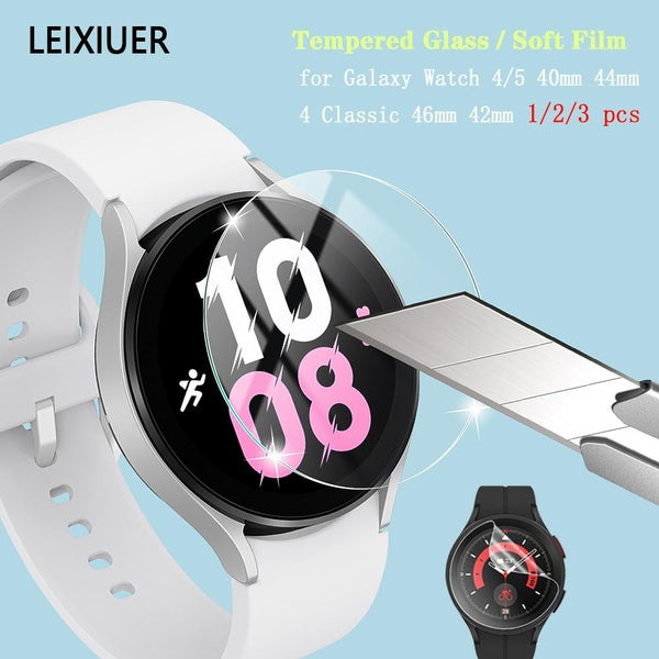 LEIXIUER Screen Protector Film for Samsung Galaxy Watch 4-5 44mm 40mm HD Clear Tempered Glass - Hydraulic Soft Film for Galaxy Watch 4 Classic 46mm 4