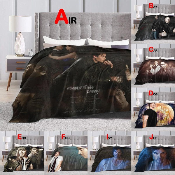 Ian Somerhalder Damon Salvatore The Vampire Diaries Blankets for Beds Super Soft Winter Warm Throw Blanket Flannel Blanket