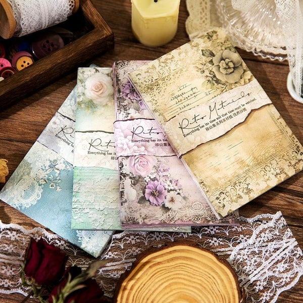 40Pcs-Pack Vintage Floral Decoration Paper Perfect for Journal Scrapbooking DIY Album Material Stationery