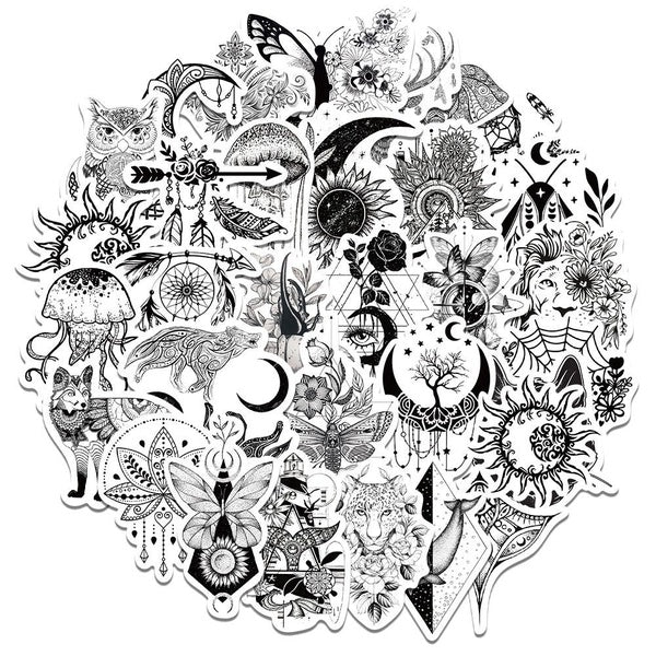 10-50pcs Aesthetic Art Gothic Moon Stickers Goth graffiti Stickers for DIY Luggage Laptop Skateboard Motorcycle Bicycle Stickers