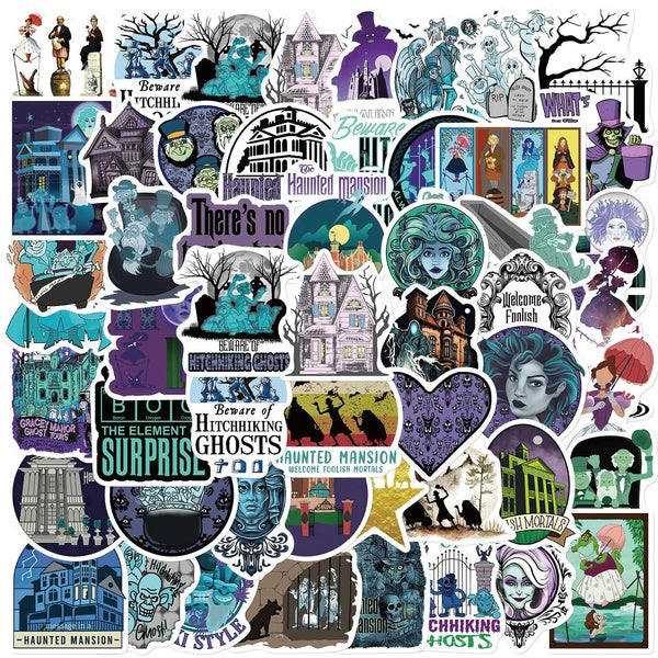 10-50Pcs Horror Haunted House Stickers Terrible Halloween Graffiti Stickers for DIY Luggage Laptop Skateboard Motorcycle Bicycle Stickers