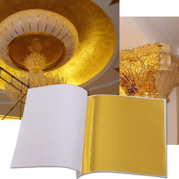 New 20 pcs Imitation Gold Leaf Foil Art Craft Paper Gilding Sliver Copper DIY Slime Crafting Decoration Modeling Slime-Clay